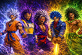 5 Saiyans Poster | Powerful Anime Wall Art