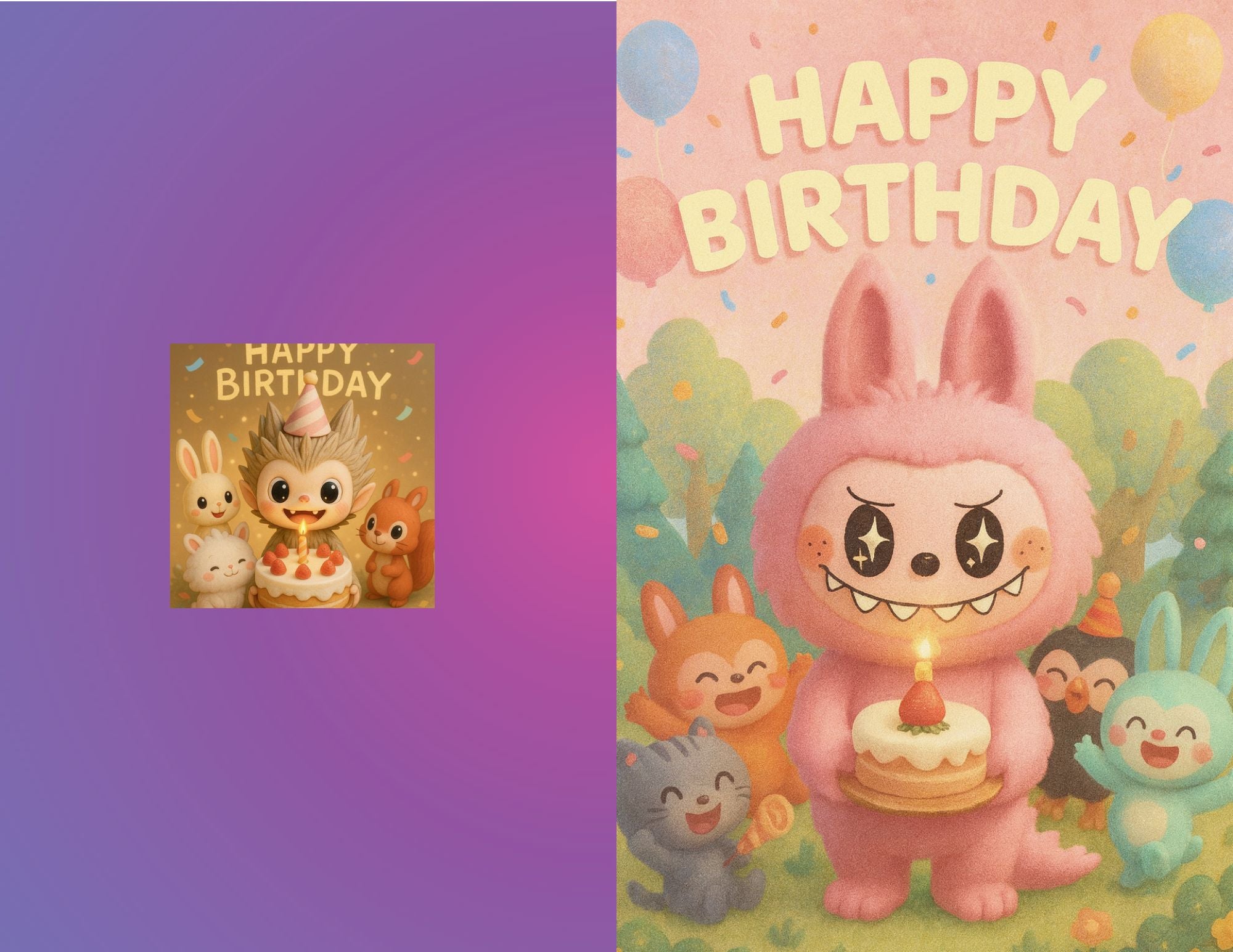 Labubu Birthday Greeting Card